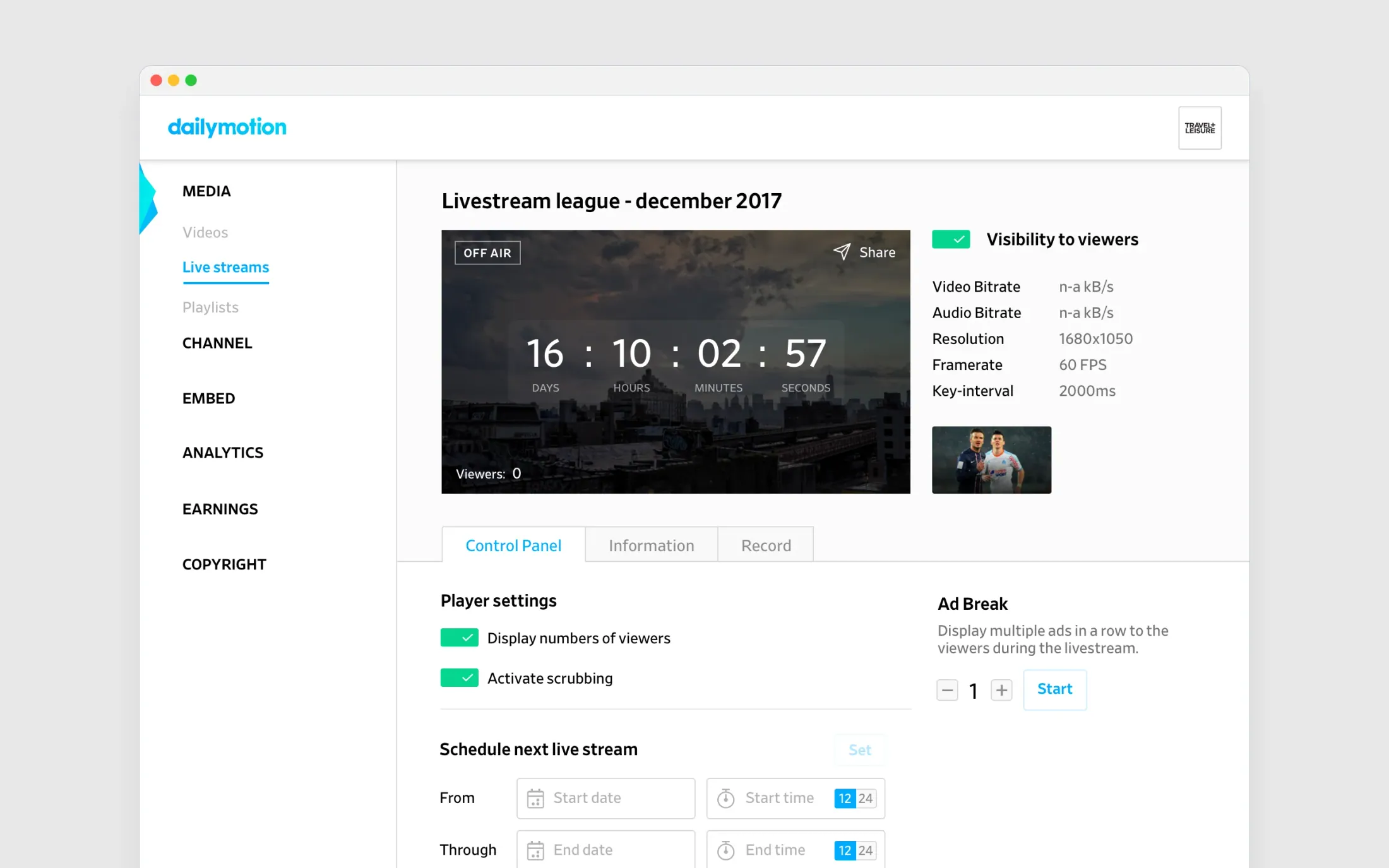 Pre-broadcast countdown