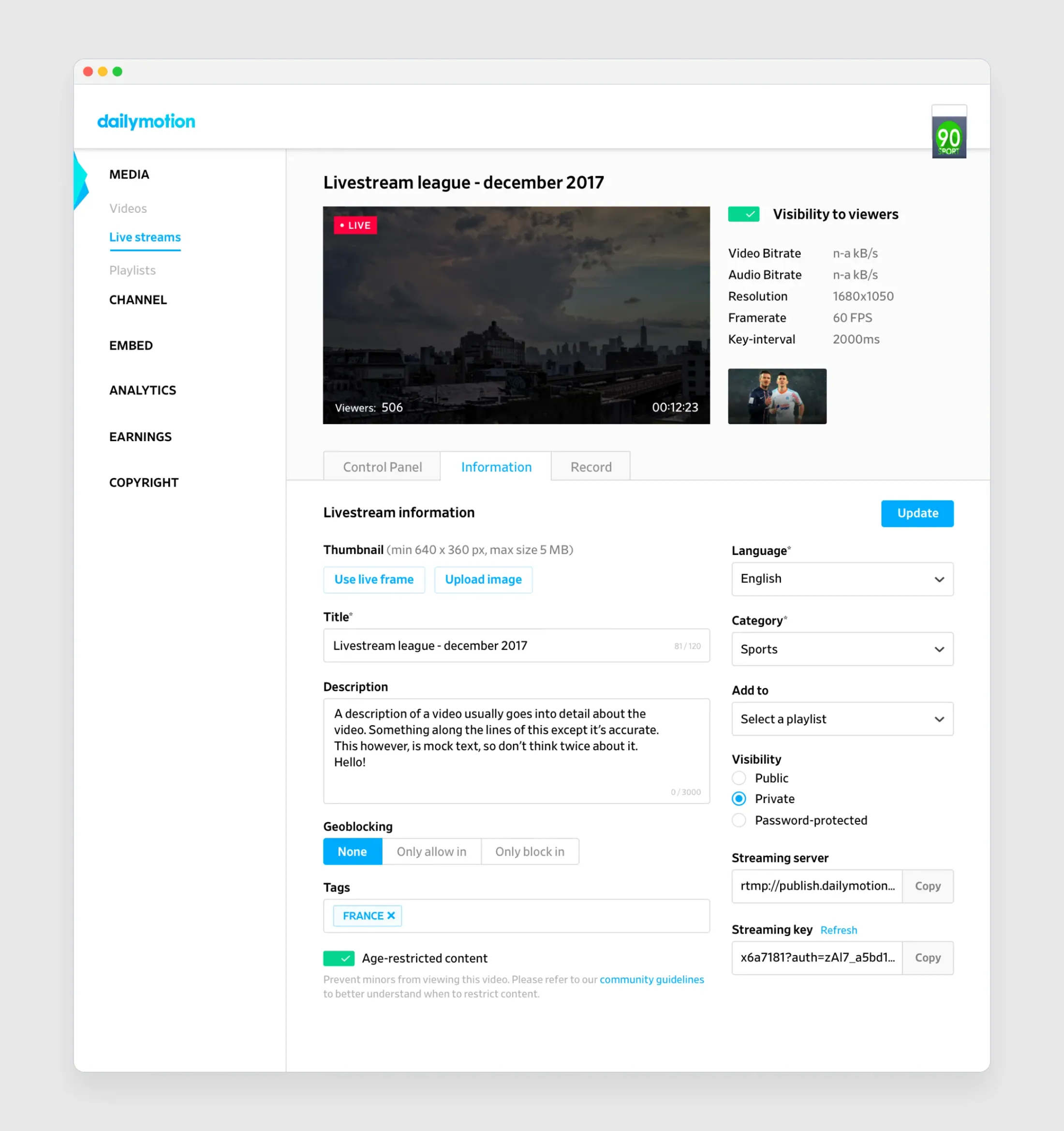 Dailymotion — UI