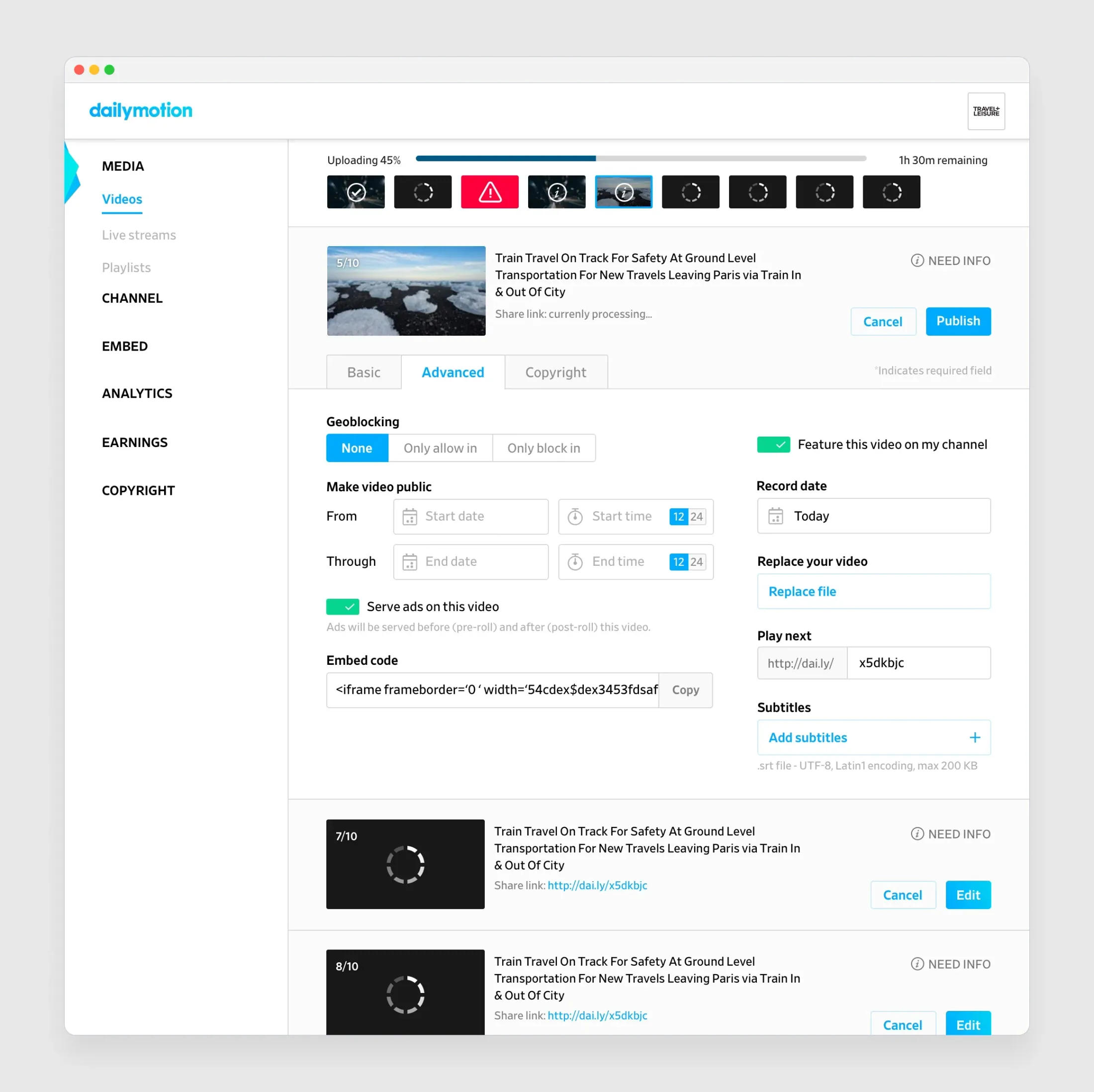 Dailymotion — UI